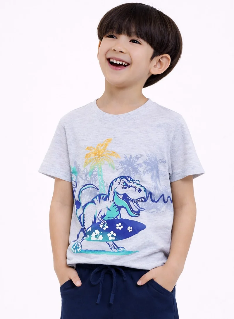 Victor And Jane  Boys Dino Surfer T-Shirt & Navy Shorts Set for Men | Best Price UAE